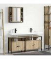 vidaXL Bathroom Furniture Set with Shelf 3 pcs Brown Engineered wood