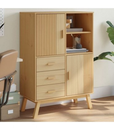 vidaXL Highboard OLDEN Brown 85x43x125 cm Solid Wood Pine