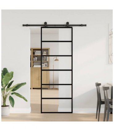 vidaXL Sliding Door with Hardware Set 76x205 cm ESG Glass&Aluminium