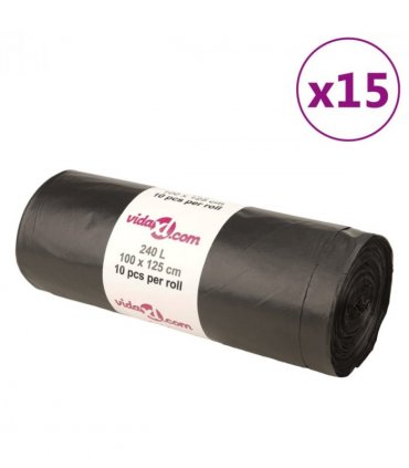 vidaXL Bin Bags 150 pcs Black 240 L