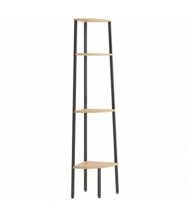 vidaXL 4-Tier Corner Shelf Light Brown and Black 45.5x31.5x150 cm