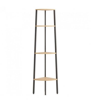 vidaXL 4-Tier Corner Shelf Light Brown and Black 45.5x31.5x150 cm