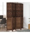 vidaXL Room Divider 4 Panels Dark Brown Solid Wood Paulownia