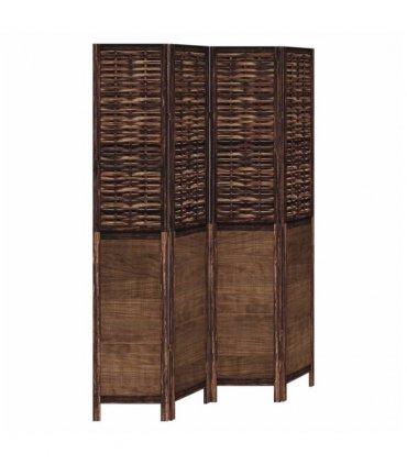 vidaXL Room Divider 4 Panels Dark Brown Solid Wood Paulownia
