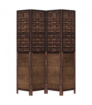 vidaXL Room Divider 4 Panels Dark Brown Solid Wood Paulownia