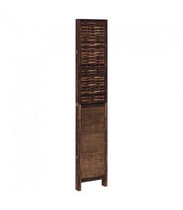 vidaXL Room Divider 4 Panels Dark Brown Solid Wood Paulownia