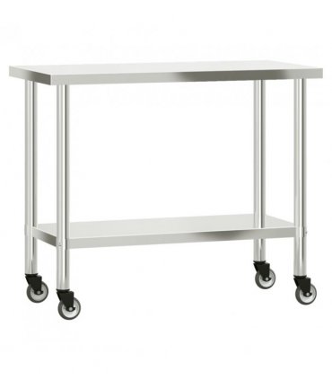 vidaXL Kitchen Work Table with Overshelf 110x55x120 cm Stainless Steel