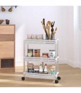 vidaXL 3-Tier Storage Trolley Silver and White Aluminium