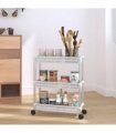 vidaXL 3-Tier Storage Trolley Silver and White Aluminium