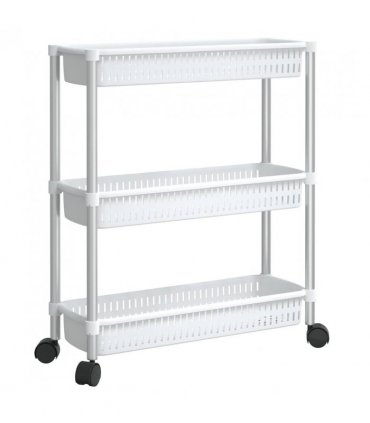 vidaXL 3-Tier Storage Trolley Silver and White Aluminium