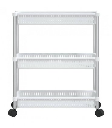 vidaXL 3-Tier Storage Trolley Silver and White Aluminium