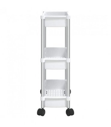 vidaXL 3-Tier Storage Trolley Silver and White Aluminium