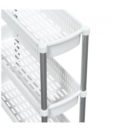 vidaXL 3-Tier Storage Trolley Silver and White Aluminium