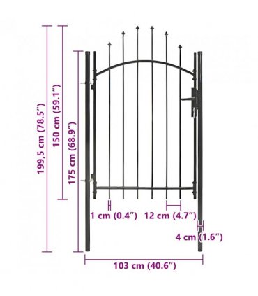vidaXL Garden Gate Woerden Steel 1x1.5 m Black