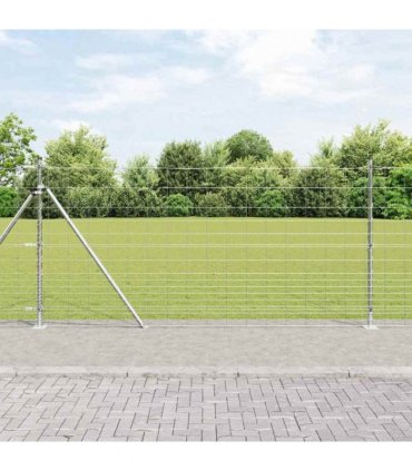 vidaXL Welded Wire Fence with Concrete Base 25 x 1.2 m Silver Mesh