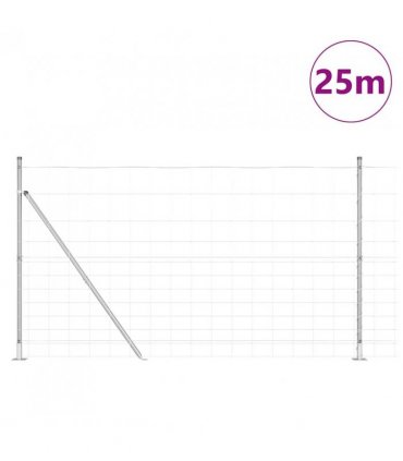 vidaXL Welded Wire Fence with Concrete Base 25 x 1.4 m Silver Mesh