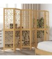 vidaXL Room Divider 6 Panels Brown Solid Wood Paulownia