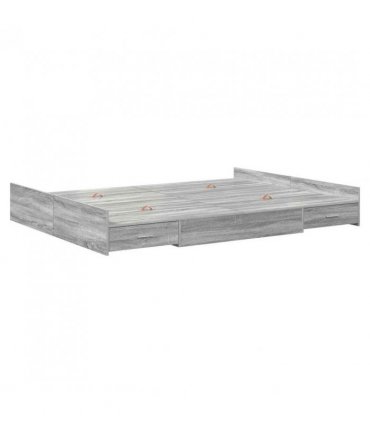 vidaXL Storage Bed Frame Grey Sonoma 140 x 200 cm Engineered Wood