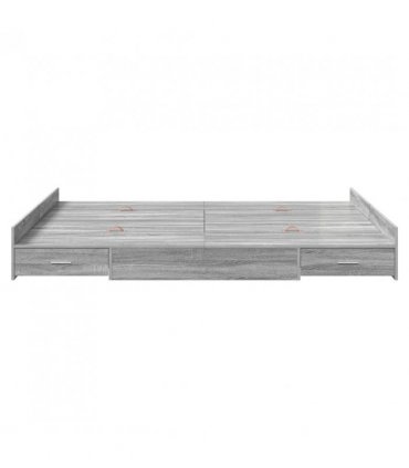 vidaXL Storage Bed Frame Grey Sonoma 140 x 200 cm Engineered Wood