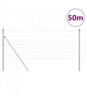 vidaXL Ground Fix Welded Wire Fence 50 x 0.8 m Galvanised Steel Silver