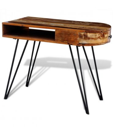 Reclaimed Solid Wood Desk with Iron Pin Legs