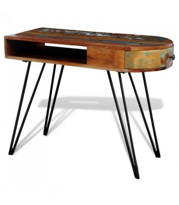 Reclaimed Solid Wood Desk with Iron Pin Legs