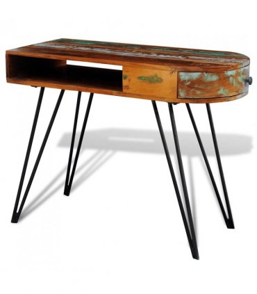 Reclaimed Solid Wood Desk with Iron Pin Legs