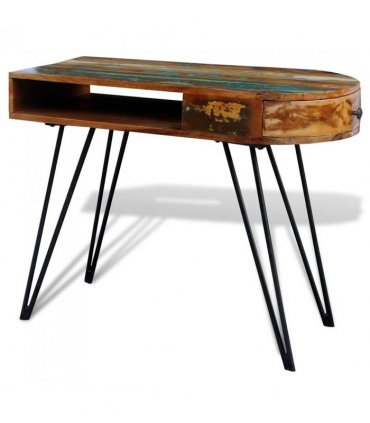 Reclaimed Solid Wood Desk with Iron Pin Legs