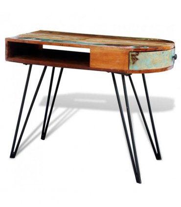 Reclaimed Solid Wood Desk with Iron Pin Legs