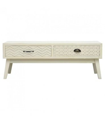 vidaXL Coffee Table with 2 Drawers Carving Grey 110x50x40 cm Wood