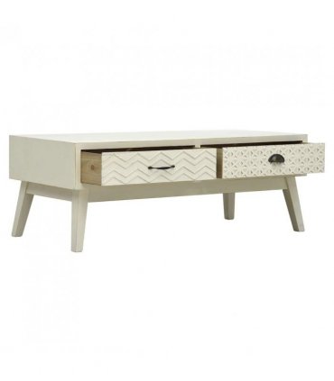 vidaXL Coffee Table with 2 Drawers Carving Grey 110x50x40 cm Wood
