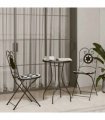 vidaXL Mosaic Bistro Set Black and White Iron and Ceramic