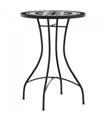 vidaXL Mosaic Bistro Set Black and White Iron and Ceramic