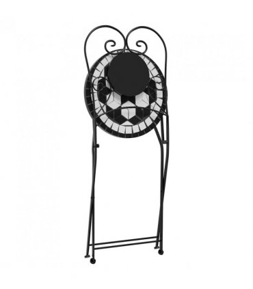 vidaXL Mosaic Bistro Set Black and White Iron and Ceramic