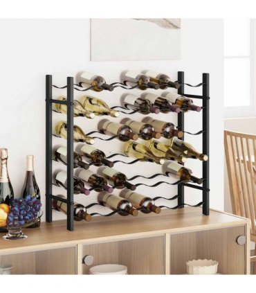 vidaXL Wine Rack for 36 Bottles Black Iron