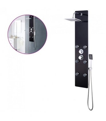 vidaXL Shower Panel Unit Glass 25x44.6x130 cm Black