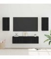 vidaXL TV Cabinet Set Wall-mounted Black Oak Engineered Wood