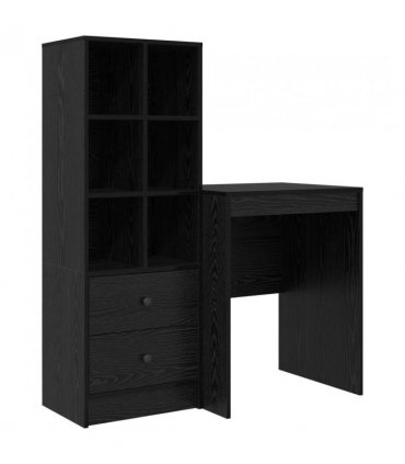vidaXL Desk with Drawer with Shelf with Storage 2 pcs Black Oak