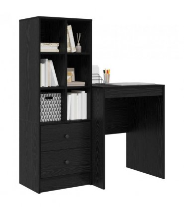 vidaXL Desk with Drawer with Shelf with Storage 2 pcs Black Oak