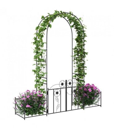 vidaXL Garden Arch with Lock Black 203 x 50 x 218 cm