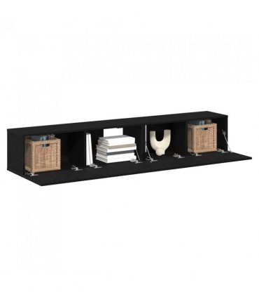 vidaXL TV Cabinet Set Wall-mounted 2 pcs Black Oak Engineered Wood
