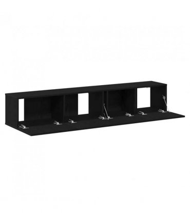 vidaXL TV Cabinet Set Wall-mounted 2 pcs Black Oak Engineered Wood
