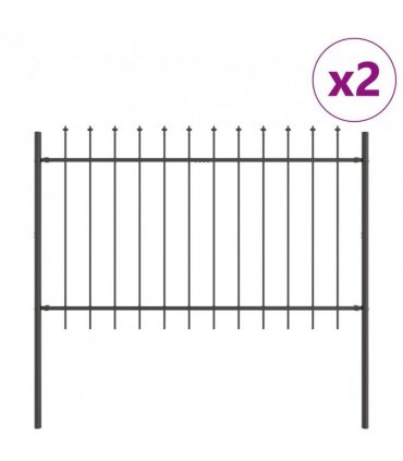 vidaXL Garden Fence 2 pcs Grey 3.4 x 1 m Powder-coated Steel