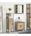 vidaXL Bathroom Furniture Set with Shelf 3 pcs Brown Engineered wood