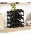 vidaXL Wine Rack for 20 Bottles Black Solid Pine Wood