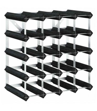 vidaXL Wine Rack for 20 Bottles Black Solid Pine Wood