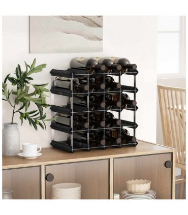 vidaXL Wine Rack for 20 Bottles Black Solid Pine Wood