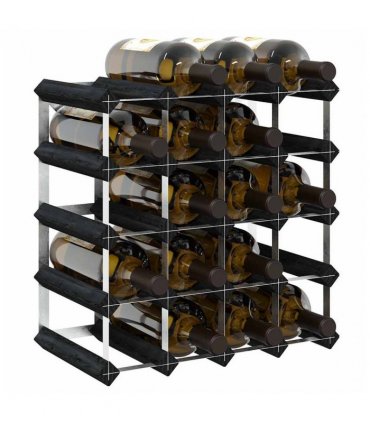 vidaXL Wine Rack for 20 Bottles Black Solid Pine Wood