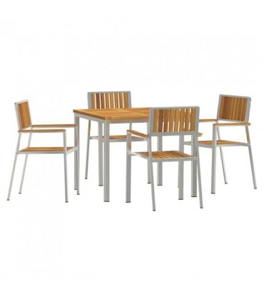 vidaXL Outdoor Dining Set 5 pcs Brown Solid Acacia Wood