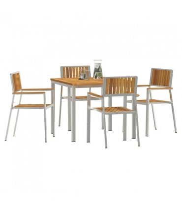 vidaXL Outdoor Dining Set 5 pcs Brown Solid Acacia Wood